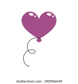 Icono de globo aislado sobre fondo blanco. Gran bola con cinta. Decoración para vacaciones y cumpleaños. Ilustración vectorial de estilo plano.