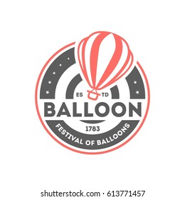 Balloon isolated label vector illustration. Balloon festival symbol. Flying club logo.