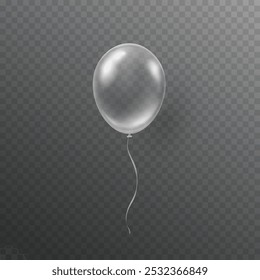 Balloon isolated on transparent background. Vector realistic white festive 3d helium balloon template for anniversary, birthday party design