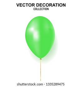 Balloon isolated on white background. Holiday element design realistic baloon with gold ribbon and bow 