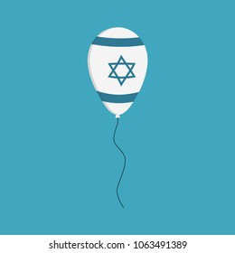 Balloon with israel flag styled icon in flat design. Israel Independence Day holiday concept.