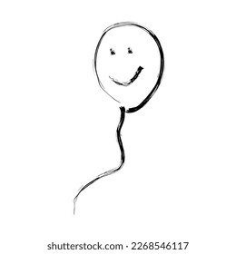 A balloon with a kind smile. simple drawing vector element isolated. Freehand drawing with a brush