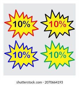 Balloon Label, Colorful Pointed Star