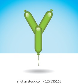 Balloon Letter Y Alphabet Font Icon Symbol. EPS 8 vector, no open shapes or paths. Grouped for easy editing.