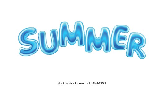 Balloon letters summer realistic composition with isolated bubble shaped text on blank background vector illustration