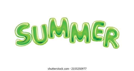 Balloon letters summer realistic composition with isolated bubble shaped text on blank background vector illustration