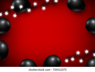 Balloon and light bulb on red background