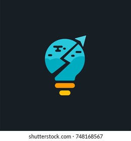 Balloon or Light Lamp Idea With Arrow Through Sky Creative Logo Vector Design