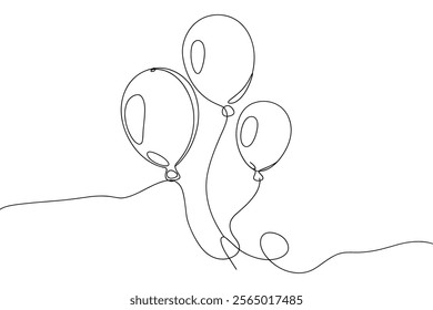 balloon line drawing. continuous line art balloon