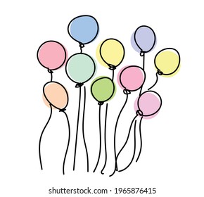 Globo , estilo de dibujo de línea sobre fondo blanco.