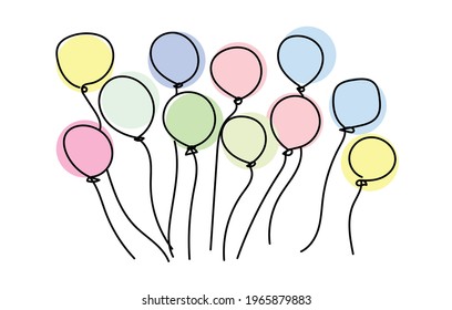 Balloon , line drawing style on white background
