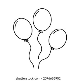 balloon line icon isolated on the white vector background three balloons
