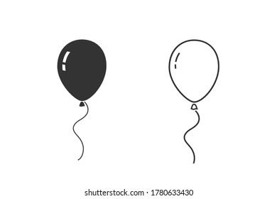 Balloon line icon set isolated on white background. Vector