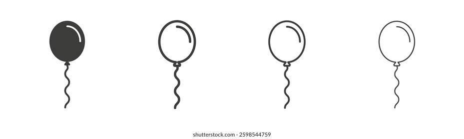 Balloon line icon vector illustration set.