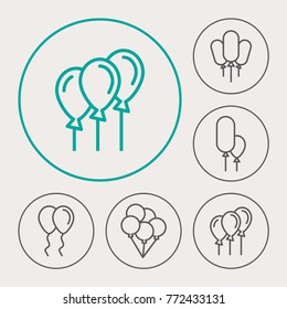 Balloon line vector icons. Event decoration pictogram.