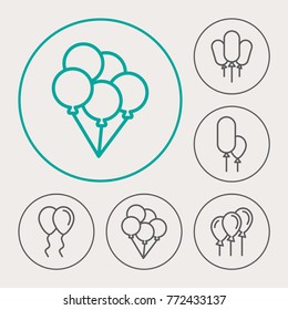 Balloon line vector icons. Event decoration pictogram.