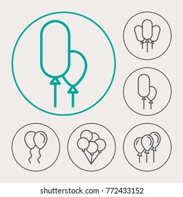 Balloon line vector icons. Event decoration pictogram.