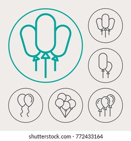 Balloon line vector icons. Event decoration pictogram.