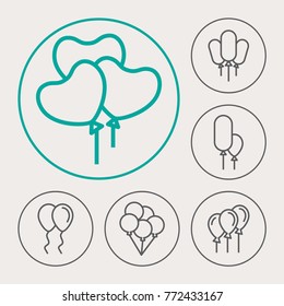 Balloon line vector icons. Event decoration pictogram.