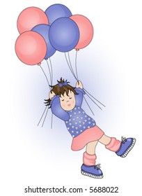 Balloon and little girl vector.
