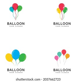 Balloon logo design. Happiness logotype concept. Celebration air balloon symbol.