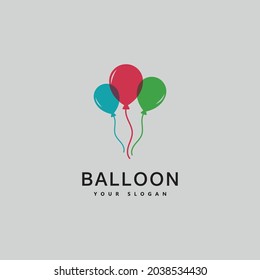 Balloon logo design. Happiness logotype concept. Celebration air balloon symbol.