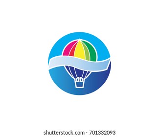 balloon logo vector design with banner