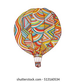 Balloon logo. Vector illustration in the style of zentangle, doodle, ethnic, tribal design.