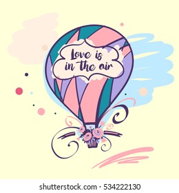 Balloon love is in the air. Happy valentine day card. 