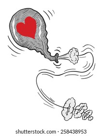 Balloon Love Deflate Pop Sketch Line Art Illustration Vector 