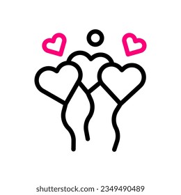 Balloon love icon duocolor black pink style valentine illustration vector element and symbol perfect.