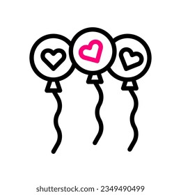 Balloon love icon duocolor black pink style valentine illustration vector element and symbol perfect.