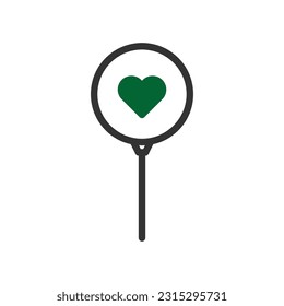 Balloon love icon duotone green black style valentine illustration vector element and symbol perfect.