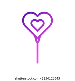 Icono de amor de globo gradiente estilo púrpura de la ilustración valentina elemento vector y símbolo perfecto.