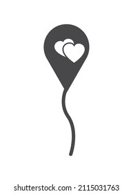 Balloon with love icon on white background.