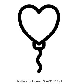 Balloon love icon with simple and line style