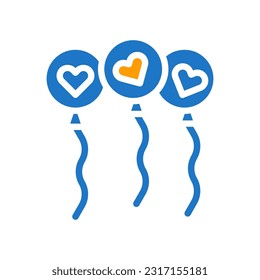 Balloon love icon solid blue orange style valentine illustration vector element and symbol perfect.
