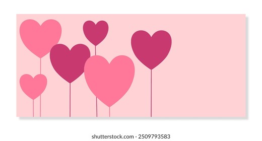 balloon love made of cute little hearts in a color palette of pink on light pink background. Heart shape illustration. Great for home decor, card, fabric, wallpaper, gift-wrap, stationery.