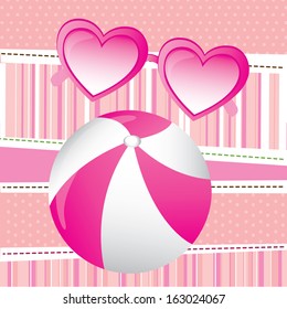 balloon love over pink background vector illustration