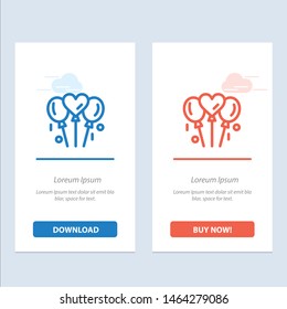 Balloon, Love, Wedding, Heart  Blue and Red Download and Buy Now web Widget Card Template. Vector Icon Template background