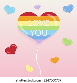 Balloon I love you. LGBT valentine for the holiday. Postcard for Valentine's Day.