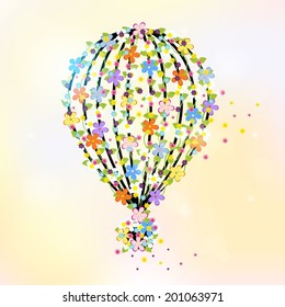 Balloon made from different colourful flowers