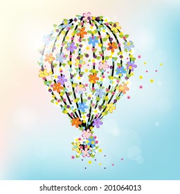 Balloon made from different colourful flowers