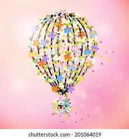 Balloon made from different colourful flowers