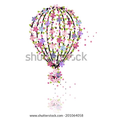 Balloon made from different colourful flowers