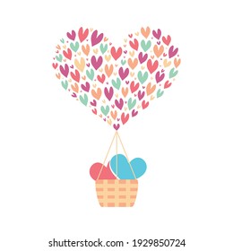 Balloon made of hearts. Vector illustration isolated on white background.