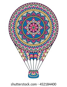 balloon with Mandala. Vintage decorative elements. Oriental pattern, vector illustration. Islam, Arabic, Indian, turkish, pakistan, chinese, ottoman motifs