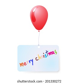 balloon with merry christmas tag vector