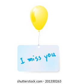 balloon with i miss you tag vector 