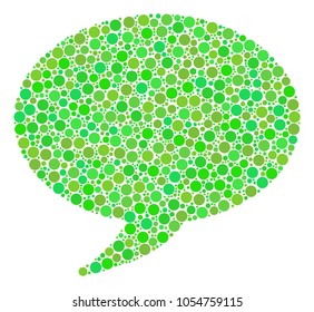 Balloon mosaic of filled circles in variable sizes and green color tones. Vector filled circles are composed into balloon composition. Ecology vector illustration.